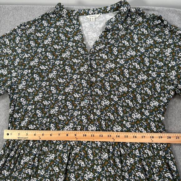 Max Studio green Floral Tiered Midi Dress Women's 2X SHort Sleeve V-Neck Stretch - Picture 6 of 10